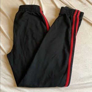 John Galt Black Sweatpants w Red Side Stripes